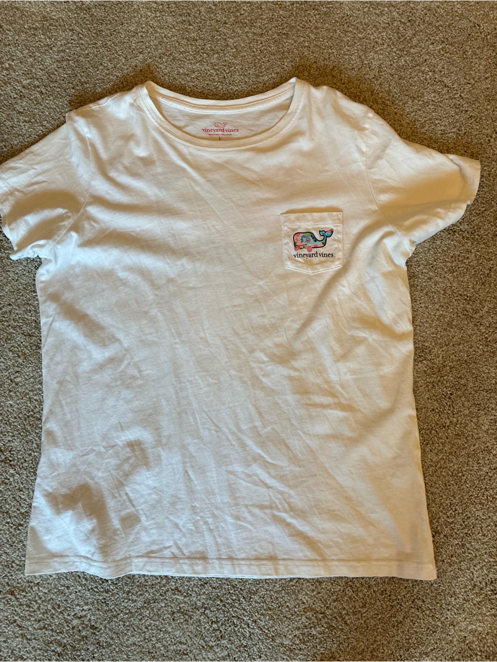 Vineyard Vines Kids White Short-Sleeve Pocket Tee with Whale Patch